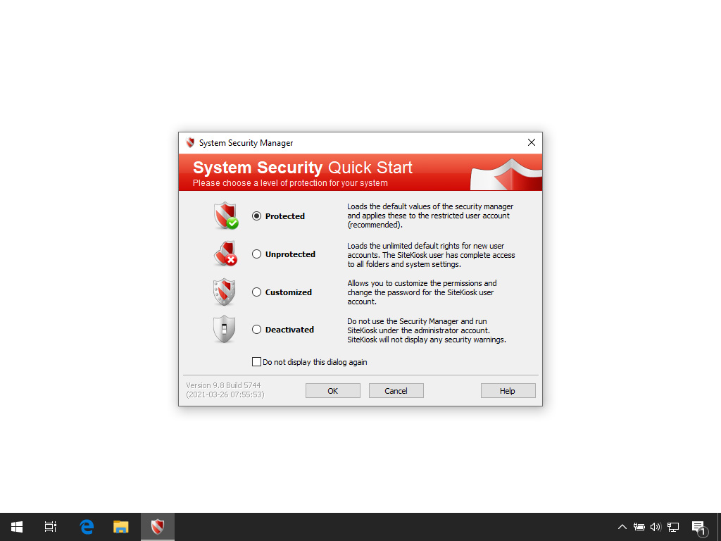 Screenshot System Security Quick Start
