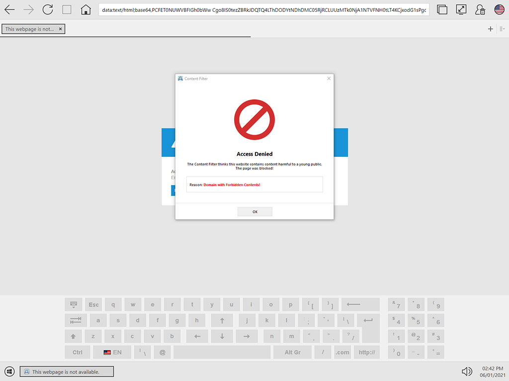 Screenshot restricción de URL